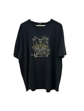 Vintage Y2K Quiksilver T-Shirt Men's Black Grunge Cyber Skull Pirates Size XL